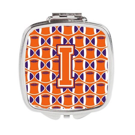 Carolines Treasures Letter I Football Orange, White and Regalia Compact Mirror CJ1072-ISCM